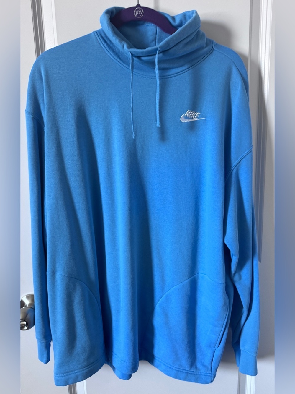 NWOT-Nike Men’s Bright Blue Funnel-Neck Pullover Hoodie-Medium